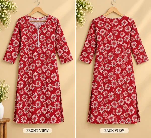 Red_Cotton_Floral_Print_Straight_Kurta_For_Women