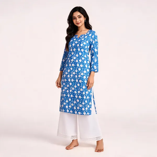Blue_Cotton_Floral_Print_Straight_Kurta_Palazzo_Set_For_Women