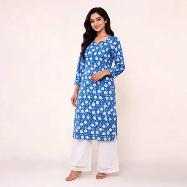 Blue_Cotton_Floral_Print_Straight_Kurta_Palazzo_Set_For_Women
