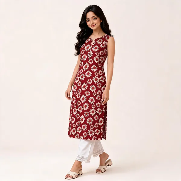 Maroon_Cotton_Floral_Print_Straight_Kurta_Palazzo_Set_For_Women