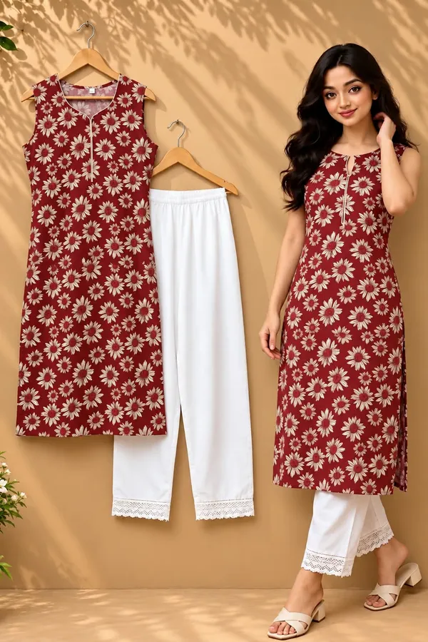 Maroon_Cotton_Floral_Print_Straight_Kurta_Palazzo_Set_For_Women