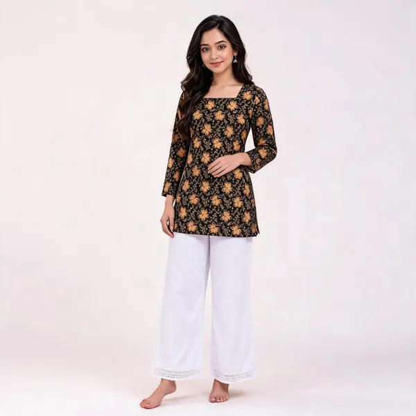 Black_Cotton_Floral_Print_Straight_Kurta_Palazzo_Set_For_Women