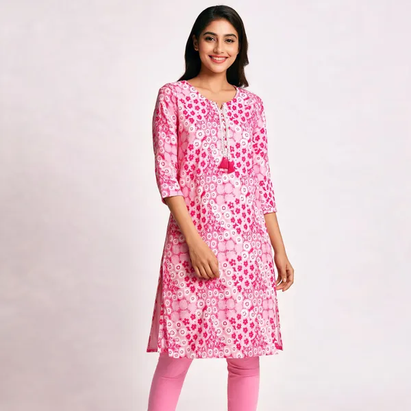 Pink_Cotton_Floral_Print_Straight_Kurta_For_Women