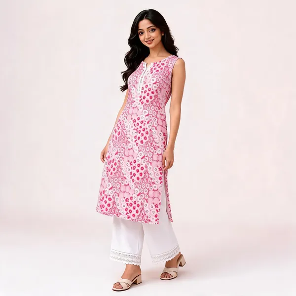 Pink_Cotton_Floral_Print_Sleeveless_Kurta_Palazzo_Set_For_Women