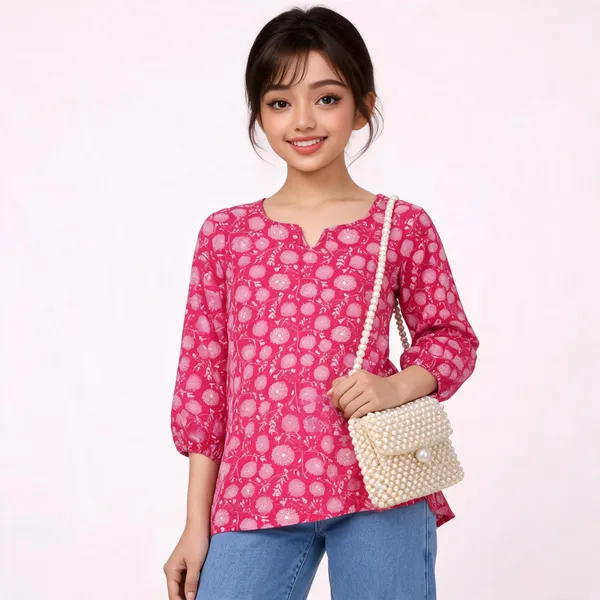 Pink_Cotton_Straight_Top_With_Bag_For_Women
