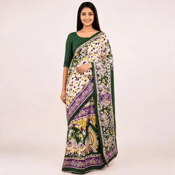 Green_Printed_Saree_For_Women