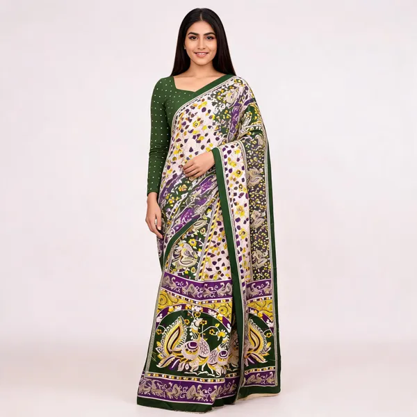 Green_Printed_Saree_For_Women