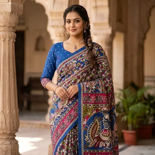Blue_Printed_Saree_For_Women