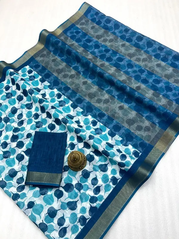 Blue_Printed_Saree_For_Women