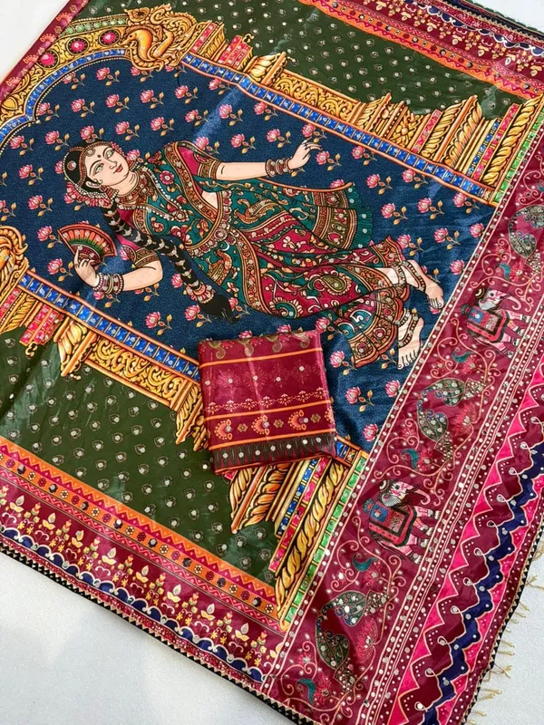 Maroon_Printed_Saree_With_Blouse_Piece_For_Women