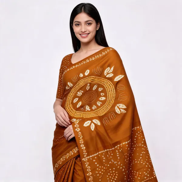 Brown_Bandhani_Print_Saree_For_Women