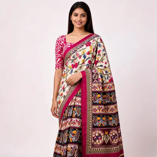 Pink_Printed_Saree_With_Blouse_Piece_For_Women