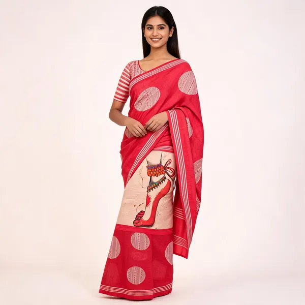 Red_Cotton_Printed_Saree_For_Women