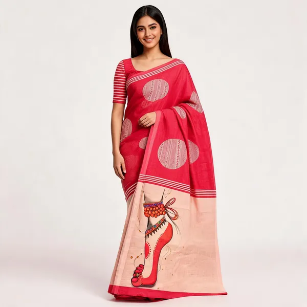 Red_Cotton_Printed_Saree_For_Women