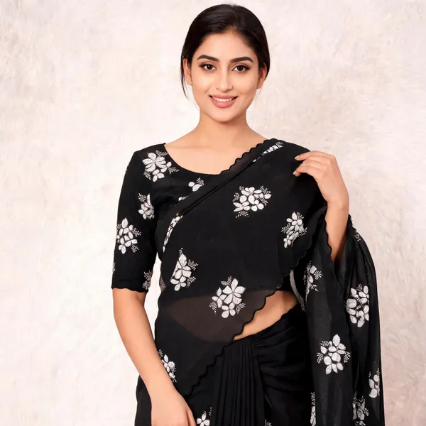 Black_Georgette_Embroidered_Saree_For_Women