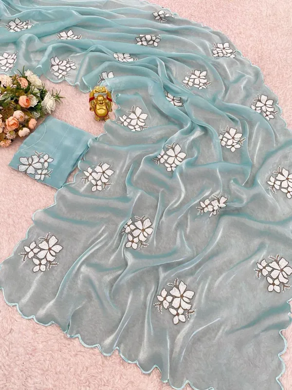 Blue_Organza_Floral_Embroidered_Saree_For_Women