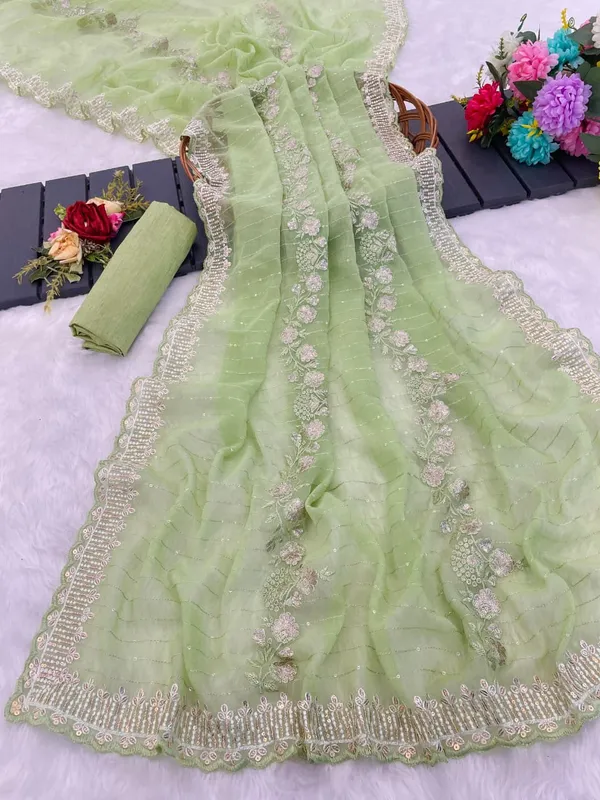 Green_Net_Embroidered_Saree_For_Women