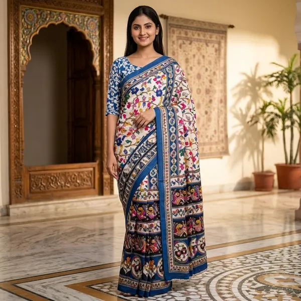 Blue_Printed_Saree_For_Women