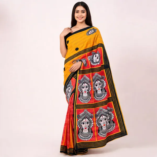 Yellow_Printed_Ethnic_Saree_For_Women