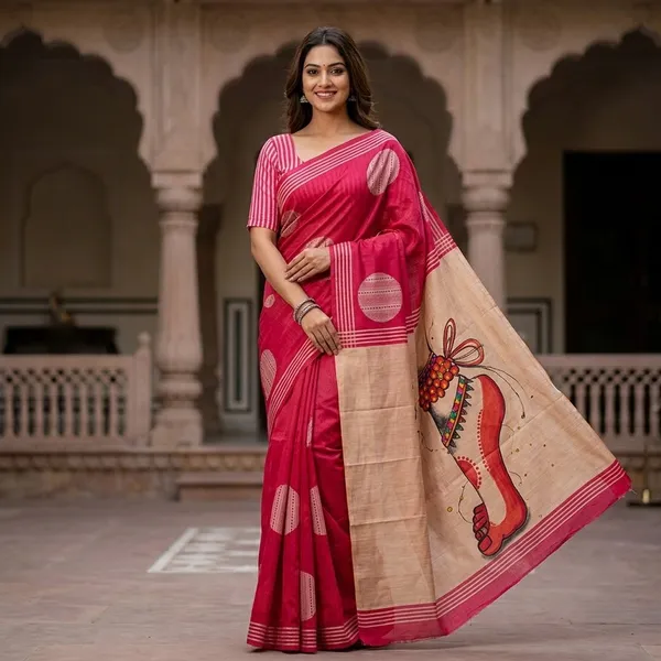 Red_Cotton_Printed_Saree_For_Women