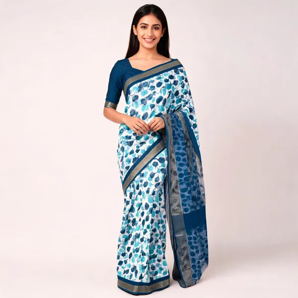 Blue_Printed_Saree_For_Women