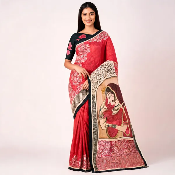 Red_Printed_Saree_For_Women