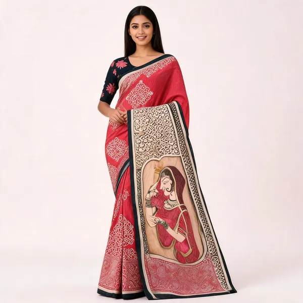 Red_Printed_Saree_For_Women