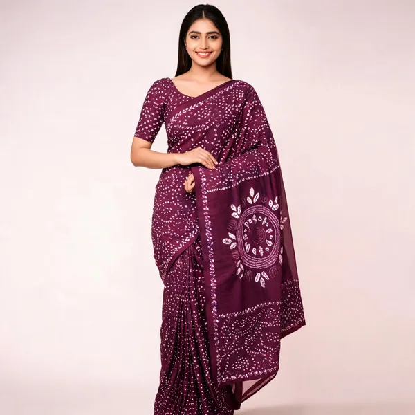 Maroon_Bandhani_Print_Saree_For_Women