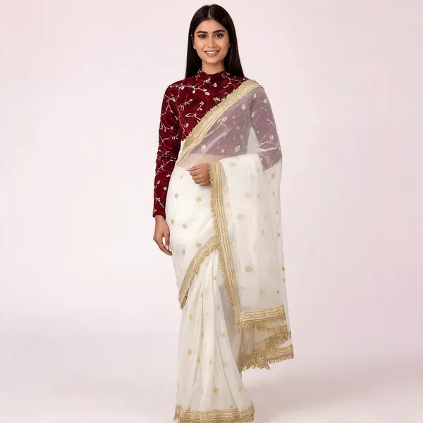White_Sheer_Embellished_Saree_For_Women