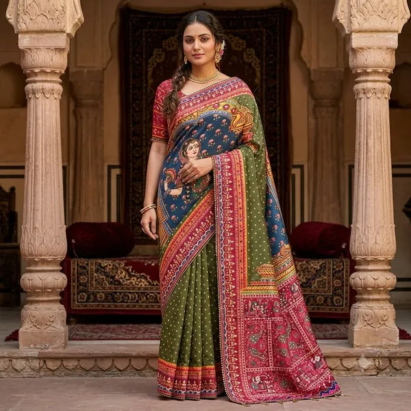 Maroon_Printed_Saree_With_Blouse_Piece_For_Women