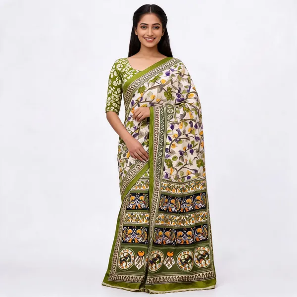 Green_Printed_Saree_For_Women
