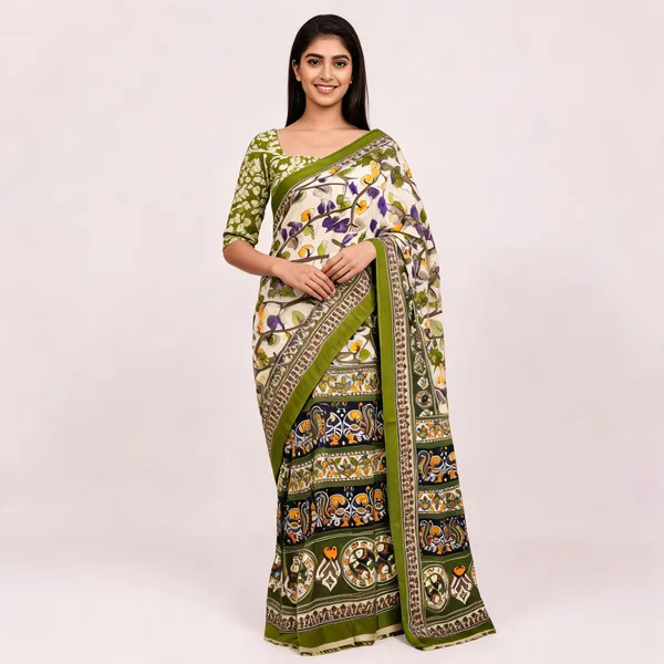 Green_Printed_Saree_For_Women