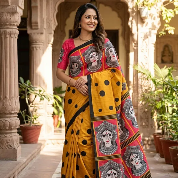 Yellow_Printed_Ethnic_Saree_For_Women