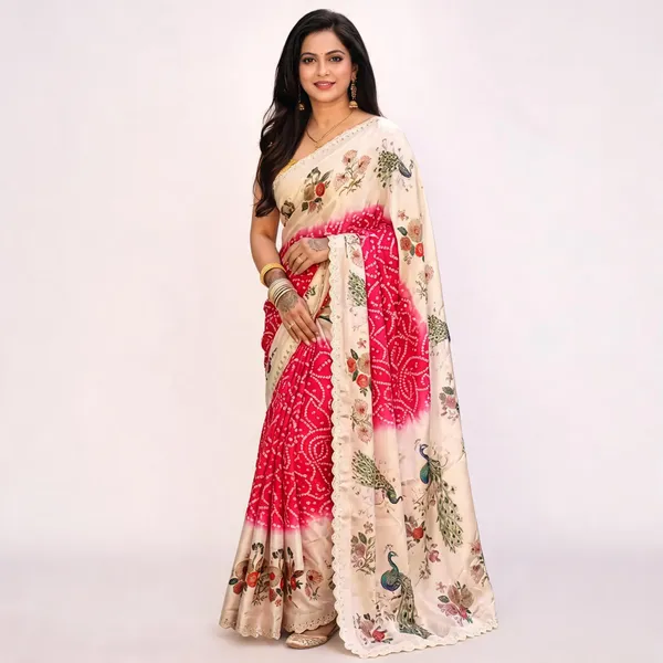 Pink_Floral_Print_Saree_For_Women