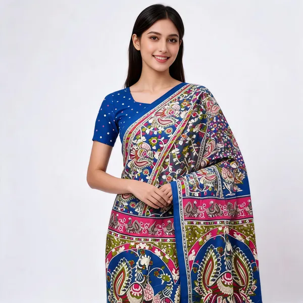 Blue_Printed_Saree_For_Women