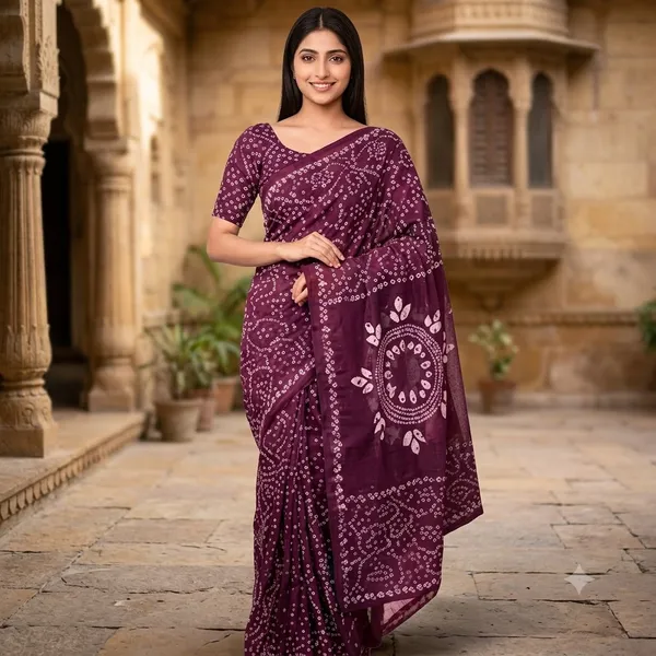 Maroon_Bandhani_Print_Saree_For_Women