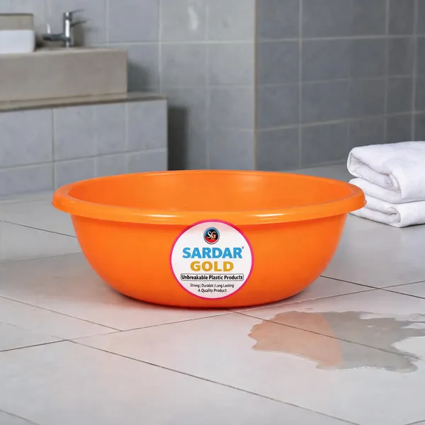 Orange_Plastic_Utility_Tub_For_Bathroom_&_Household_Use