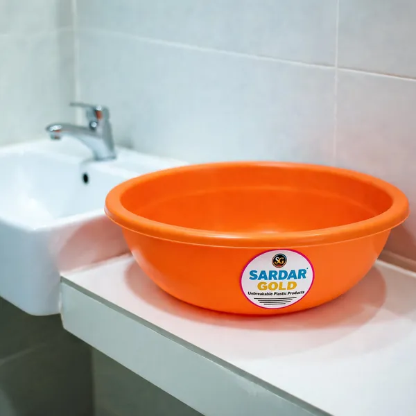 Orange_Plastic_Utility_Tub_For_Bathroom_&_Household_Use