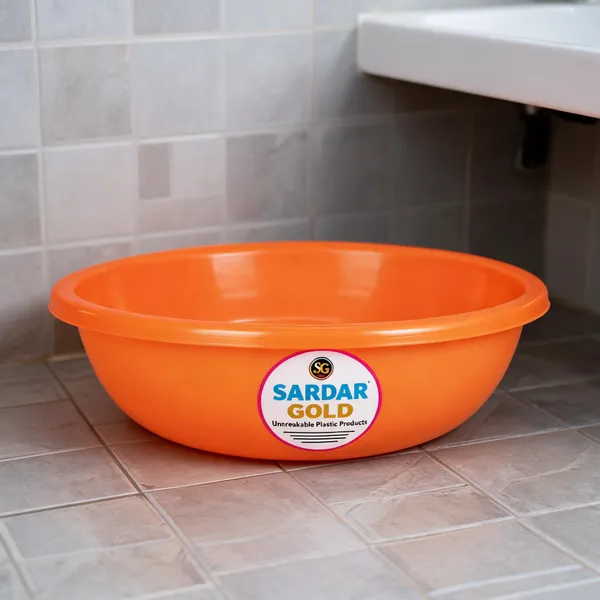 Orange_Plastic_Utility_Tub_For_Bathroom_&_Household_Use