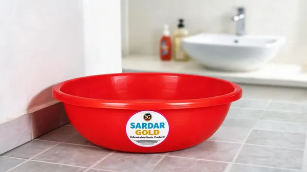 Red_Plastic_Utility_Tub_For_Bathroom_&_Household_Use