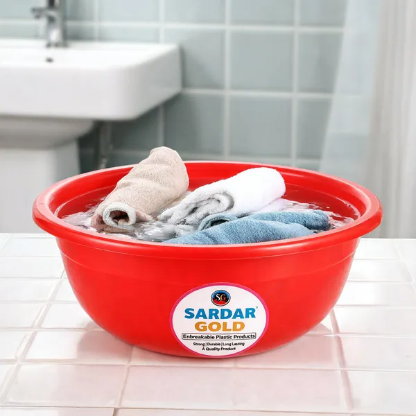 Red_Plastic_Utility_Tub_For_Bathroom_&_Household_Use