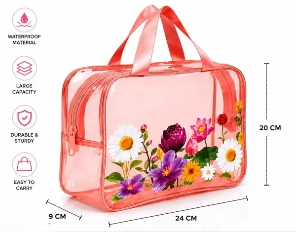Pink_PVC_Floral_Print_Cosmetic_Bag_for_Women