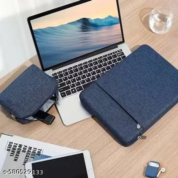 Blue_Fabric_Zippered_Laptop_Sleeve_And_Organizer_Pouch_Set