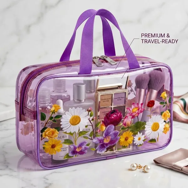 Pink_Transparent_Floral_Print_Cosmetic_Bag_for_Women
