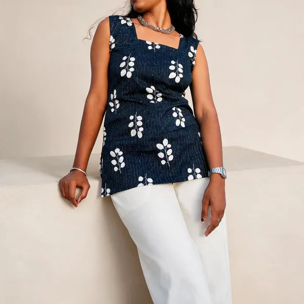 Marius_Women_Printed,_Floral_Print,_Striped_Straight_Kurta_(Blue)