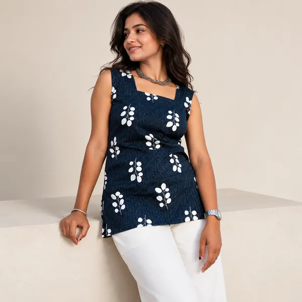 Marius_Women_Printed,_Floral_Print,_Striped_Straight_Kurta_(Blue)