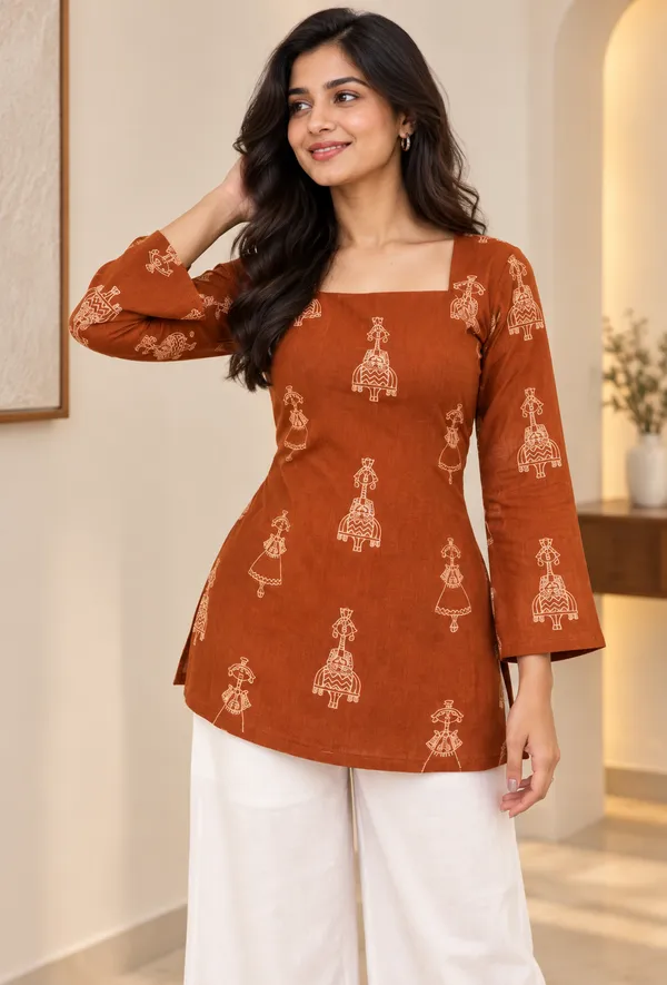 Eliie_Women_Printed_Tunic_Kurta_(Brown)