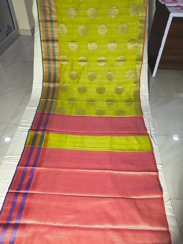 Green_Cotton_50%_Silk_50%_Saree_For_Women