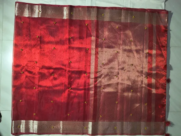 Banarasi_Tissue_Red_Saree_with_Ghunghroo_Work