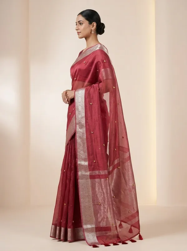 Banarasi_Tissue_Red_Saree_with_Ghunghroo_Work